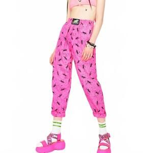 Gecko Hawaii Lizard Tapered Pants 90s Forever Surf Skate Parachute Retro Pink M